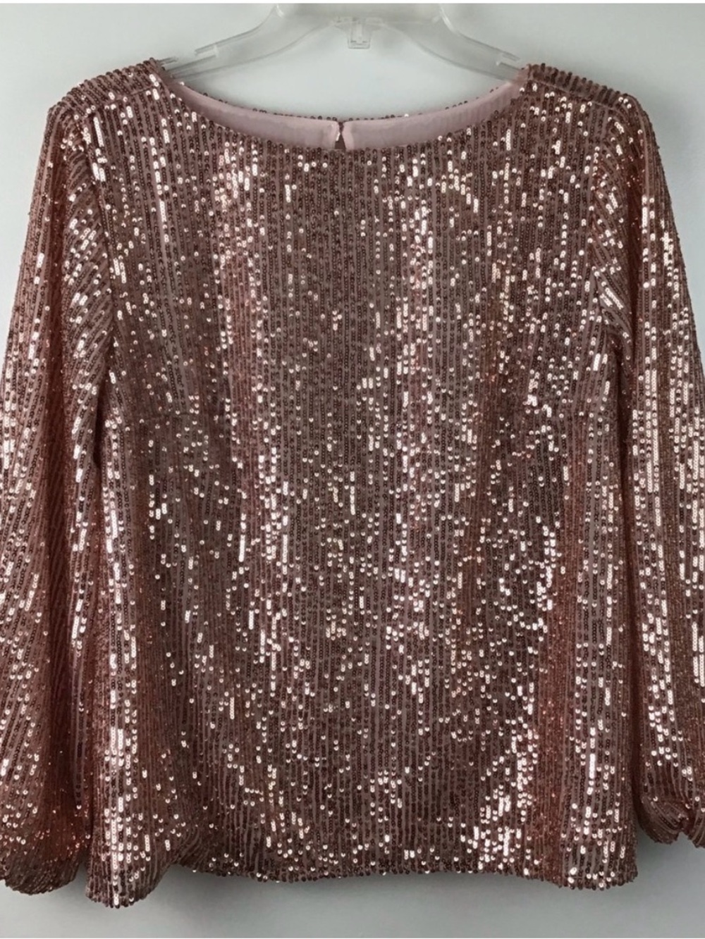 LOFT Rose Gold Sequin Long Sleeve Boatneck M